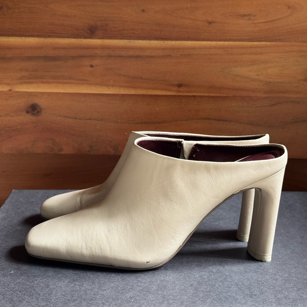 SARTO Cream Leather High-Heel Mule - Picture 5 of 10